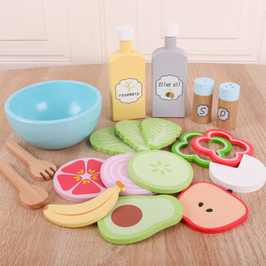 Jouet de <span class=keywords><strong>cuisine</strong></span> pour enfants en bois naturel résistant à l'usure, non toxique, écologique, pour fruits et légumes, <span class=keywords><strong>simulation</strong></span> de salade, jeu de rôle, jouet éducatif - Product Image 1