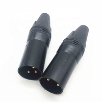 Vente en gros aiguille en cuivre plaqué or filetage intérieur couleur noire prise de microphone compacte à 3 cœurs