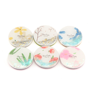 Liquid Quicksand Glitter Compact Mirror Round <b>Plastic</b> Double-Sided <b>Pocket</b> Makeup Mirror HD Glass Travel Cosmetic Mirror - Product Image 2