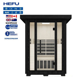 新到货热卖2人木制室外桑拿房，带红外加热板和蒸汽红光加热管 - Product Image 1