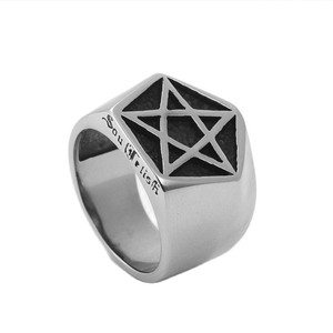 Anillo de estrella de cinco puntas de acero de titanio para hombre, diseño geométrico, color plateado, estilo punk, regalo de joyería 213004 - Product Image 5