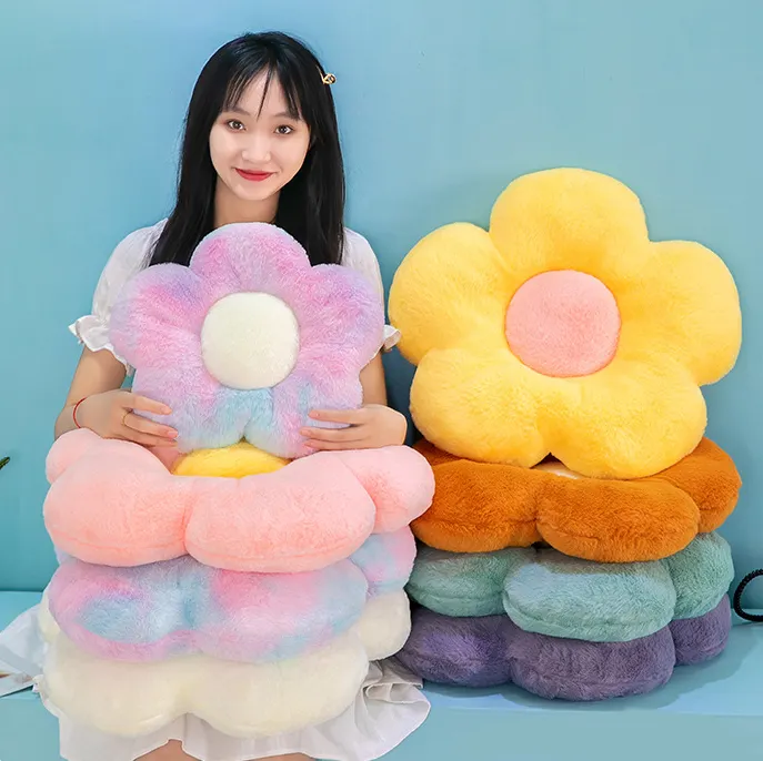 Colorful Flower Pillow Soft Stuffed Cushion Plush Toy Daisy Shaped Kawaii Plushies Room Decoration Pretty Seating Pillow Gift