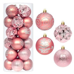 TANG XI 24PCS 6CM High Quality <strong>Christmas</strong> Ball Ornaments - Classic And Modern Styles Festival ,Holiday <strong>Christmas</strong> <strong>Decoration</strong> <strong>Pink</strong> - Product Image 1