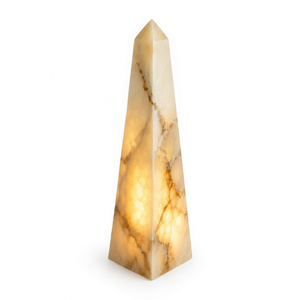 Alabaster Pyramid Wall Lamp Natural Onyx Stone <b>Sconce</b> Eco-Friendly Carved Modern Decorative <b>Light</b> for Hotel Corridor Living Room - Product Image 1
