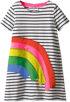 Robes d'été personnalisées OEM/ODM pour petites filles, en dentelle douce, respirantes, col rond, manches courtes, en coton, à fleurs, longueur genou, pour enfants