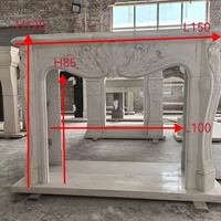 Cheminée en marbre blanc sculpté avec insert en fonte, style classique européen, cadre de cheminée en pierre polie