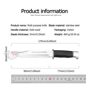 Outil multifonctionnel de survie pour le camping en plein air, qualité DIY, lame en acier inoxydable personnalisable, épaisseur 5 mm, manche en bois massif - Product Image 4