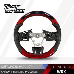 <span class=keywords><strong>Volant</strong></span> sport en fibre de carbone rouge sergé perforé avec affichage LED du régime moteur pour Subaru WRX STI S4 VAB VAG - Product Image 2