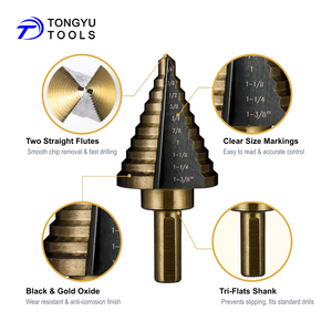 5pcs hss צעד מקדחה סט קצת, 1/8 "כדי 1-3/8" tri flats shank unibit עבור יריעות מתכת דק אלומיניום עץ פלסטיק diy - Product Image 4