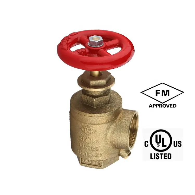 UL/FM 1-1/2 "kadın x kadın, yangın söndürme pirinç açılı vana