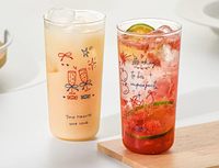Gobelet en verre Lelyi INS simple avec graffiti dessiné à la main, gobelet à boisson froide créatif et élégant de haute qualité