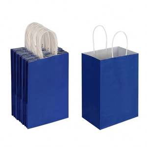 Bolsas de Regalo de Papel Kraft Azul Marino de 120 g/m² con Fondo Plano de 26*12*33 cm para Cafetería, Venta al por Mayor - Product Image 2