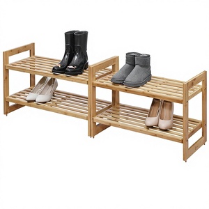 Organizador de Zapatos de Bambú Natural Moderno para Dormitorio, Armario o Entrada, Paquete de 2 con 4 Niveles - Product Image 1