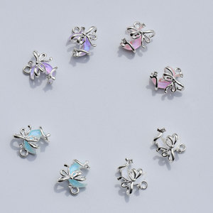Pendentif demi-lune rétro en alliage plaqué pour la fabrication de boucles d'oreilles, composants de bijoux, bleu, rose, violet, blanc - Product Image 3