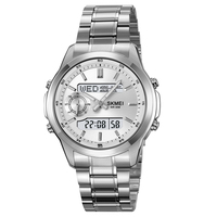 Jam Tangan Mewah SKMEI 2284 Klasik Reloj World Time Tali Baja Tahan Karat Digital untuk Pria
