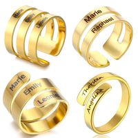 Personalisierter Ring mit Polierter Oberfläche, Individuell Anpassbar mit Gravur von Namen und Datum, Trendiger Ring aus Edelstahl, Lagerbestand Schmuckringe