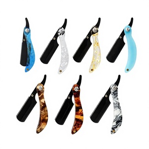 Maquinilla de afeitar plegable con mango de plástico, hoja de acero inoxidable, de una sola hoja, para afeitar la cara y la cabeza, apta para barberos. - Product Image 6