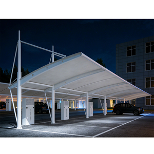 Fabricant de structures de tension pour auvents, abris de voiture en acier galvanisé avec membrane PVDF, grand abri de stationnement, abri solaire pour voiture, garage - Product Image 1