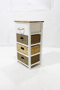 Gabinete de madera blanca de 4 niveles hecho a mano con 1 cajón y 3 cestas rectangulares para la organización del hogar - Product Image 6