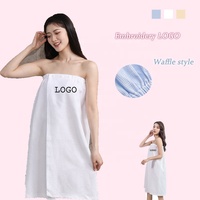 Jupes de bain en coton gaufré avec logo brodé personnalisé pour spa, boutons réglables, élastiques, douces, enveloppantes, pour filles