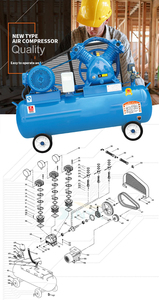 Compresor de <span class=keywords><strong>Aire</strong></span> Industrial Compacto 0.12m³/min, 1.1kW 220V |   Tanque de 8 bar, 51 mm x 2 cilindros, 250 x 650 mm para pequeños talleres - Product Image 4