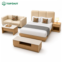 Hotelprojekt-Vertragsmöbel: Modernes MDF-Holzrahmen-Schlafzimmer-Set mit Polsterbett und Sofa – Hotelmöbel für die Gastgewerbe-Branche