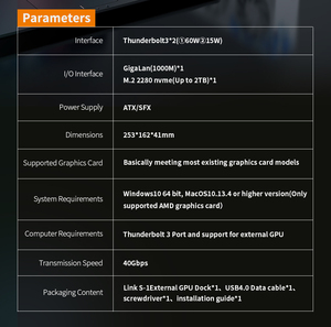 Trạm kết nối card đồ họa rời PCIEX16 giá rẻ, giao diện Thunderbolt 3, dock GPU giao diện M.2 cho laptop - Product Image 3