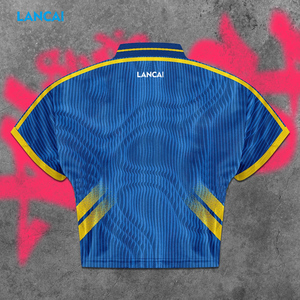 Camiseta Deportiva de Fútbol para Mujer, Estilo Millennium Girl, Cuello en V, Tejida, Manga Corta, con Parches y Rayas, Estilo Retro Urbano, para Estados Unidos, Canadá y México - Product Image 3