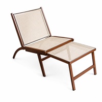 Chaise de loisirs d'extérieur avec structure en aluminium imitation bois foncé et maille respirante, idéale pour le bord de la piscine, le balcon ou la terrasse