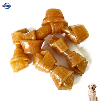 Friandise pour chien OEM sans peau de bœuf, délicieuse, riche en protéines, à base de légumes naturels, en forme d'os noué, pour nettoyer les dents