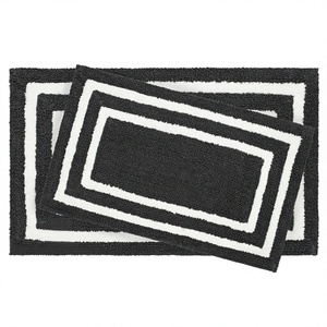 Hermosa alfombra de baño de algodón superventas, alfombra de baño antideslizante, alfombra de baño absorbente, alfombras de suelo azules y blancas, lavable a máquina ITHL - Product Image 1