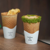 Gobelet à café comestible, gobelet créatif comestible, rouleaux de poulet, gobelet croustillant, cuits au four commercialement, 360 ml, gobelet en biscuit croustillant