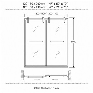 <span class=keywords><strong>Porte</strong></span> <span class=keywords><strong>de</strong></span> <span class=keywords><strong>douche</strong></span> coulissante à cadre noir 47-71 po x 79 po en acier inoxydable avec verre trempé, double panneau, barre <span class=keywords><strong>porte</strong></span>-serviettes et poignée pour salle <span class=keywords><strong>de</strong></span> bain - Product Image 2