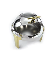 Ensemble de buffet de luxe TaiDing modèle 721, chauffe-plat rond en acier inoxydable 6L, demi-or, à chauffage à l'alcool, pour présentation alimentaire