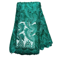 Tissu en dentelle de tulle vert émeraude de bonne qualité avec perles et strass, tissu en dentelle africaine pour robes de mariée, vente en gros