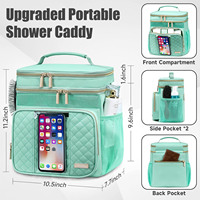 Grande trousse de toilette suspendue Caddy de douche portable résistant à l'eau pour femme avec poche pour téléphone