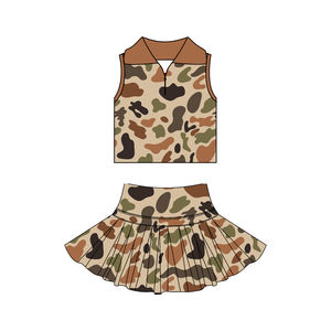 GSD3967 CUSTOM Ensemble sans manches pour petite fille, imprimé camouflage violet, tenue pour enfants, vente en gros, ensemble jupe pour fille - Product Image 5
