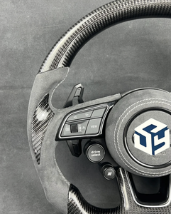 Volant en carbone semi-Alcantara S-Line avec bouton de démarrage pour Audi Q8 SQ8 A3 A4 B9 A5 B8 A6 C7 A7 <span class=keywords><strong>S3</strong></span> S4 RS3 RS5 RS7 RS6 C8 - Product Image 4