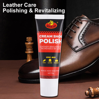 Pâte à cirer les chaussures noire 70g avec logo personnalisé, applicateur éponge brun, tête neutre pour l'entretien des chaussures