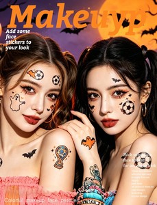 Adesivi per Tatuaggi di Calcio Fluorescenti, Tatuaggi Temporanei Impermeabili a Cartoni Animati per Bambini, Halloween - Product Image 6
