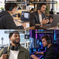 Casque Bluetooth sans fil pliable 5.3 avec lumière LED, logo personnalisé OEM pour l'étude en ligne et le gaming – Vente en gros