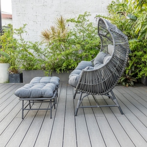 Poltrona <span class=keywords><strong>da</strong></span> <span class=keywords><strong>Esterno</strong></span> per 2 Persone, Sedia a Cesto con Cuscini Extra Spessi e Poggiatesta - Product Image 3