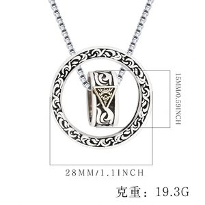Collier vintage thaïlandais plaqué argent avec pendentif Œil de Dieu pour hommes et femmes, bijoux de couple chinois, bague porte-bonheur attirant la chance - Product Image 2