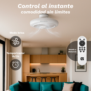 Grunkel Ceiling Fan 20 Inches 7W DC <b>Motor</b> 6 Speeds White - Product Image 3