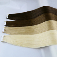 Extensions de cheveux à bandes adhésives double épaisseur de qualité professionnelle, texture européenne, en cheveux humains, vente en gros
