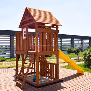 บ้านไม้เด็กเล่นพร้อมสไลเดอร์และบันไดปีนป่าย - ชุดของเล่นกลางแจ้งสำหรับเด็กเล็กพร้อมกล้องโทรทรรศน์และม้านั่ง - Product Image 6