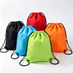 Custom Pattern Reusable Waterproof Nylon <b>Drawstring</b> <b>Backpack</b> for Gift Gym Sport - Product Image 1