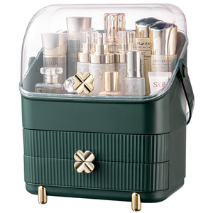Boîte de rangement cosmétique trèfle à quatre feuilles 18L avec tiroirs et couvercle transparent pour produits de soin de la peau, organiseur de bureau - Product Image 2