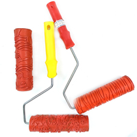 Fabricant Chinois 7" Outils Décoratifs Muraux Tête en Caoutchouc Texturée Rouleau à Motif Floral Mural et Pinceau à Peinture à Motifs