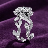 Bague de fiançailles en argent sterling 925 GRA de 14*14 mm, motif floral antique, moissanite, design vintage, bague de mariage pour femmes